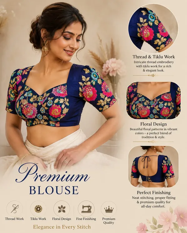 Navy_Blue_Silk_Embroidered_Sweetheart_Neck_Saree_Blouse_For_Women