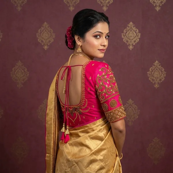 Pink_Silk_Zari_Embroidered_Fitted_Blouse_For_Women