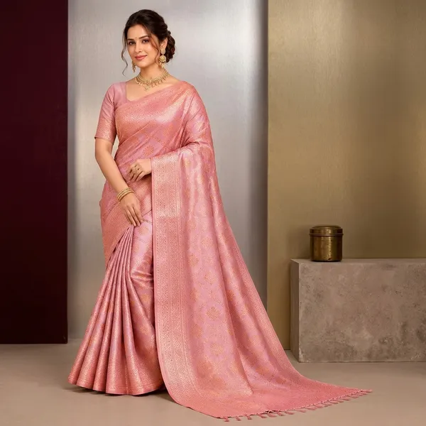 Pink_Silk_Gold_Zari_Floral_Woven_Banarasi_Saree_For_Women