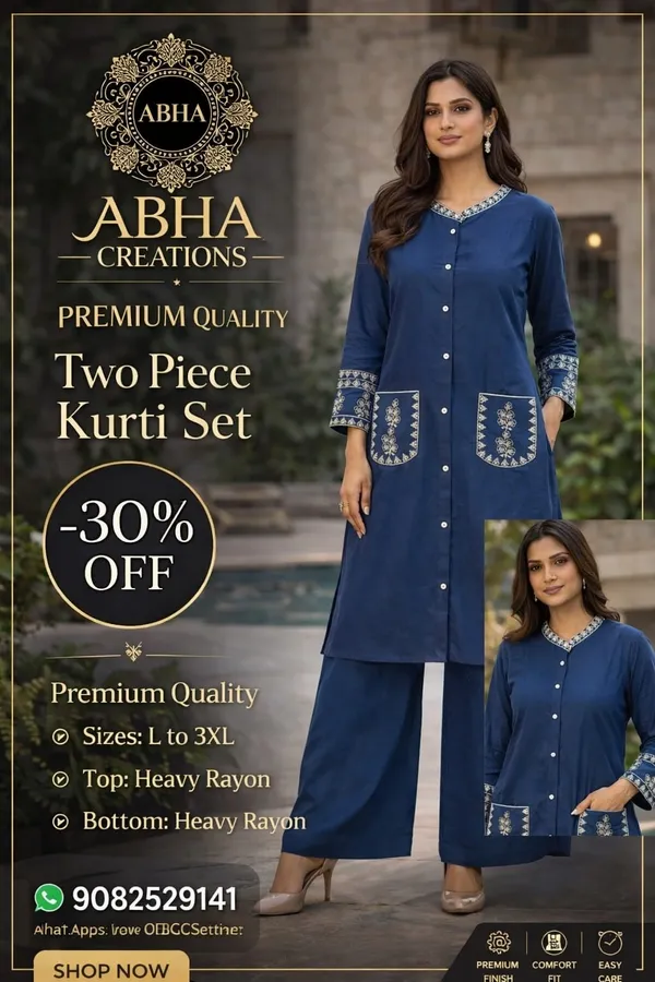 Blue_Rayon_Embroidered_Straight_Kurti_Palazzo_Set_For_Women
