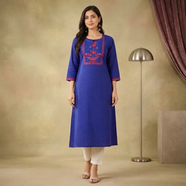 Blue_Cotton_Straight_Floral_Embroidered_Kurta_For_Women