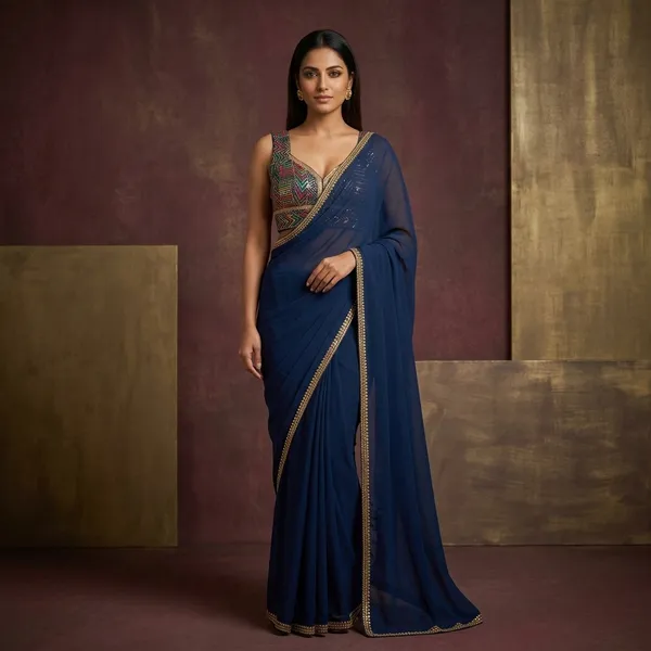 Navy_Blue_Silk_Sequin_Embroidered_Designer_Saree_Blouse_For_Women