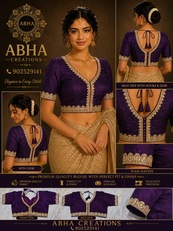 Purple_Silk_Gold_Zari_Embroidered_V_Neck_Saree_Blouse_For_Women