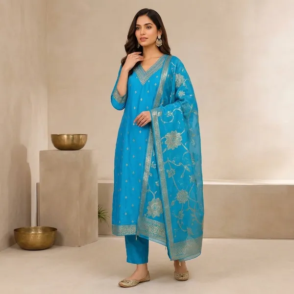 Blue_Silk_Straight_Embroidered_Kurta_Pant_Dupatta_Set_For_Women