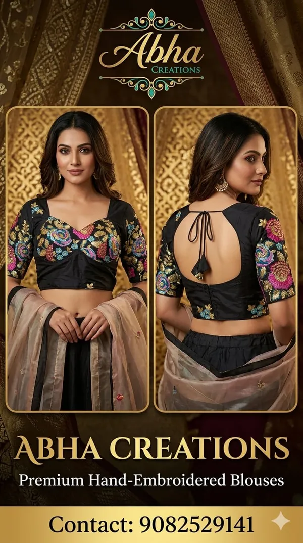 Black_Silk_Sweetheart_Neck_Embroidered_Blouse_For_Women
