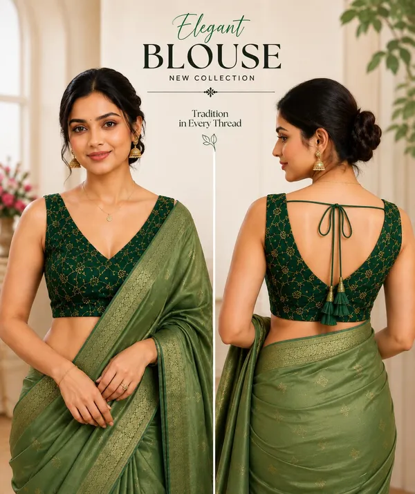 Green_Silk_Zari_Woven_V_Neck_Saree_Blouse_For_Women