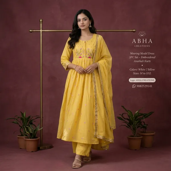 Yellow_Roman_Silk_Anarkali_Kurti_Palazzo_Dupatta_Set_For_Women
