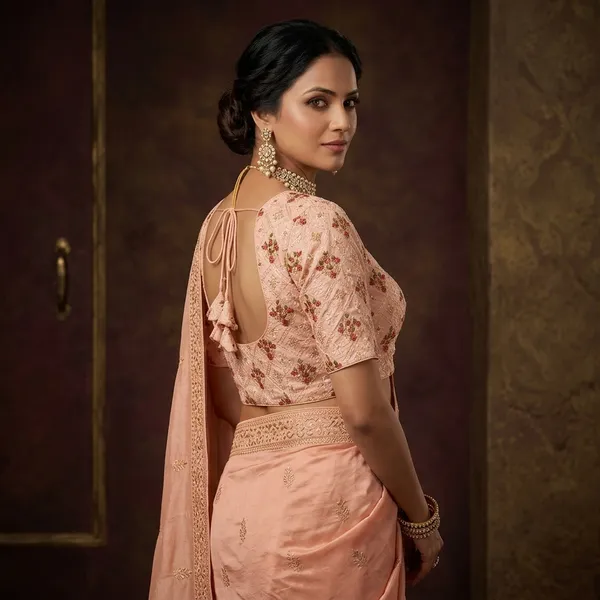Peach_Silk_Embroidered_Square_Neck_Saree_Blouse_For_Women