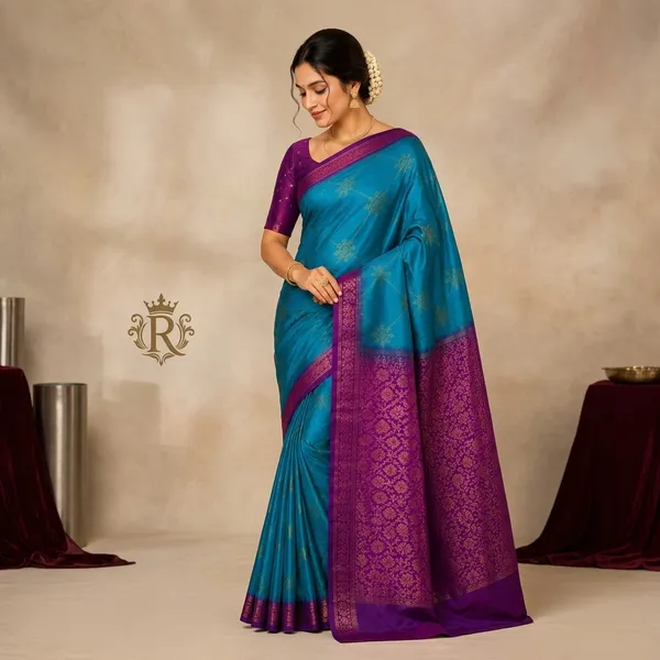 Teal_Silk_Zari_Woven_Traditional_Saree_For_Women