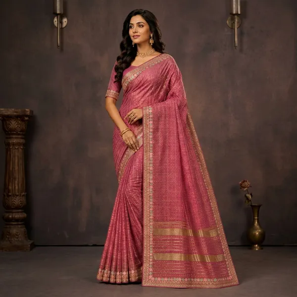 Pink_Raw_Silk_Woven_Zari_Border_Embellished_Saree_For_Women