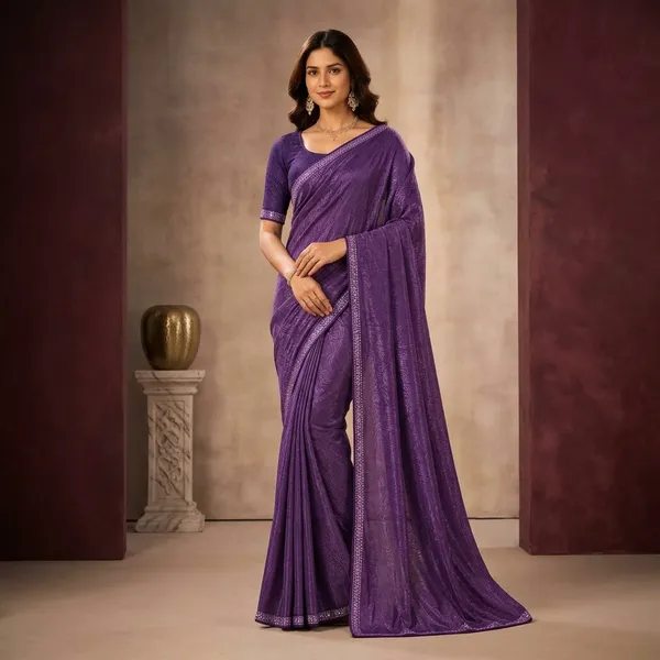 Purple_Satin_Silk_Shimmer_Embellished_Border_Saree_For_Women