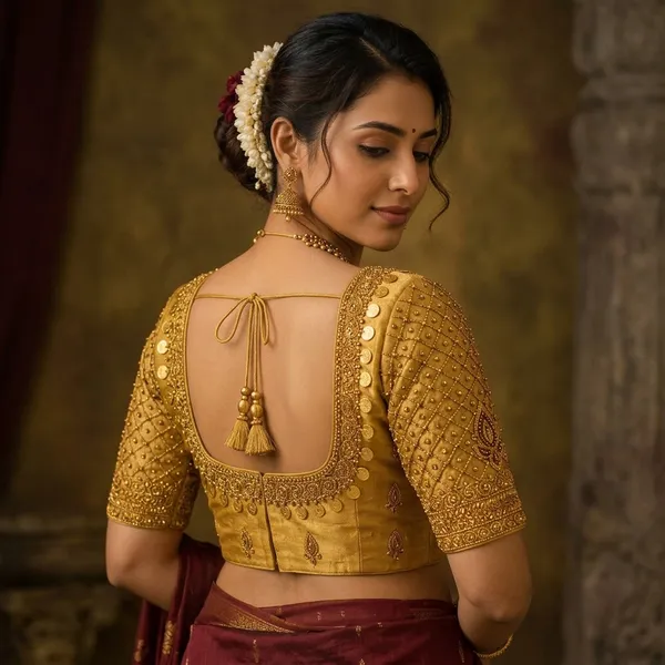 Golden_Silk_Aari_Work_Embroidered_Designer_Blouse_For_Women