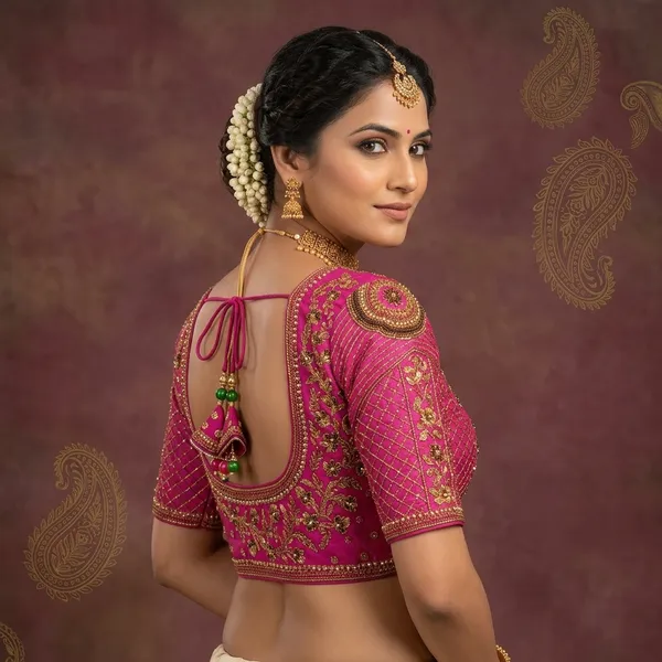 Magenta_Cotton_Silk_Embroidered_Scoop_Back_Saree_Blouse_For_Women