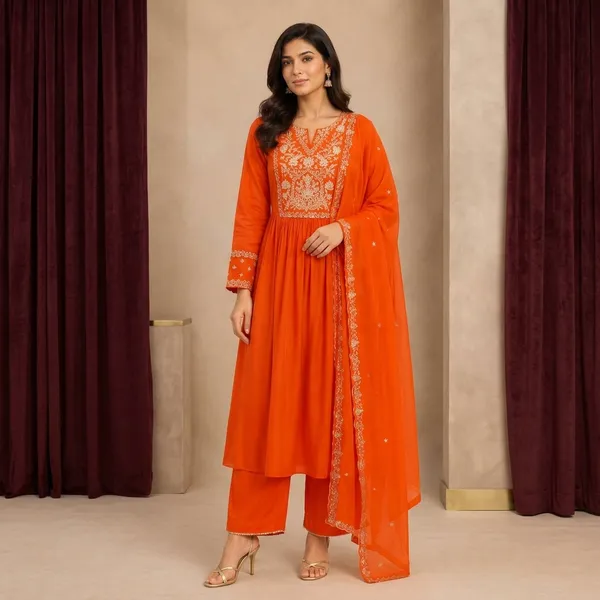 Orange_Silk_Anarkali_Embroidered_Kurta_Palazzo_Dupatta_Set_For_Women