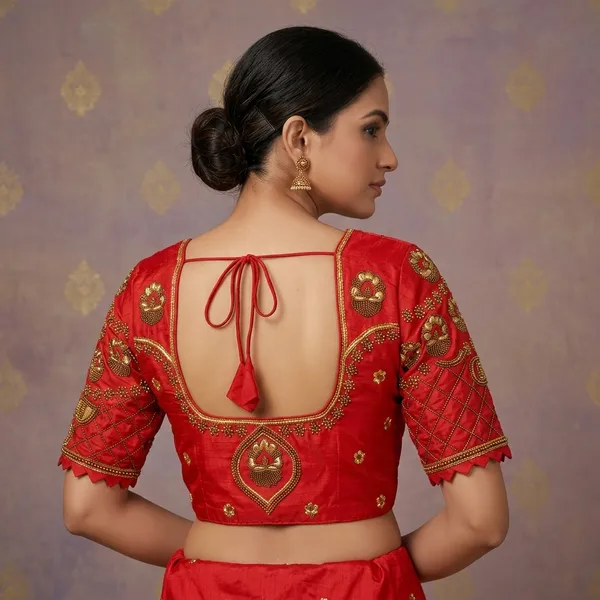 Red_Silk_Aari_Work_Embroidered_Designer_Blouse_For_Women