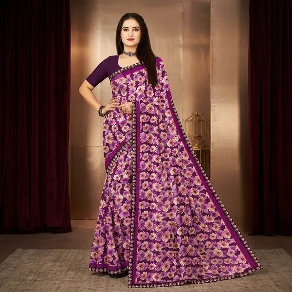 Purple_Silk_Floral_Print_Embroidered_Border_Saree_For_Women