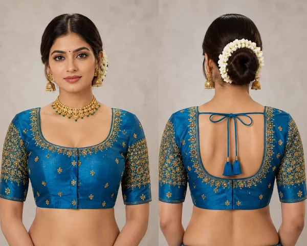 Teal_Silk_Zari_Embroidered_Square_Neck_Bridal_Blouse_For_Women