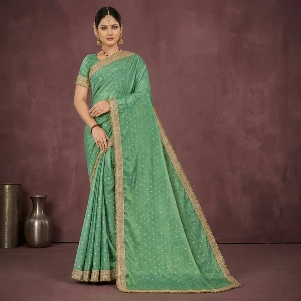 Sea_Green_Organza_Silk_Embroidered_Zari_Border_Saree_For_Women
