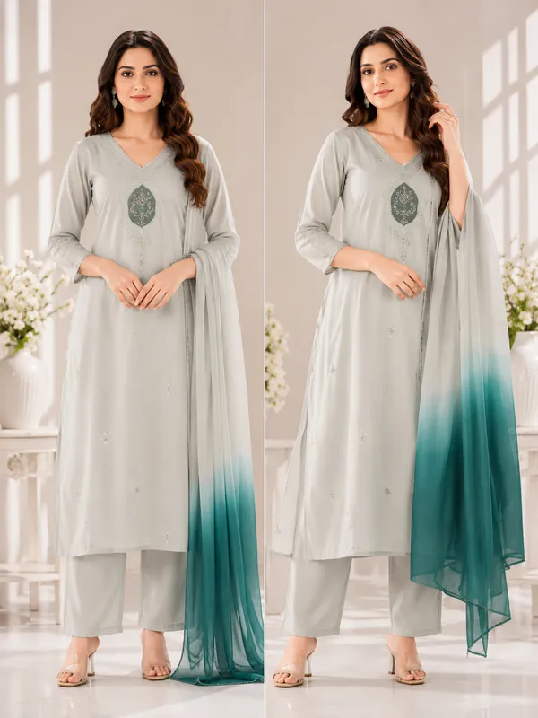 Grey_Teal_Silk_Straight_Embroidered_Kurta_Set_For_Women