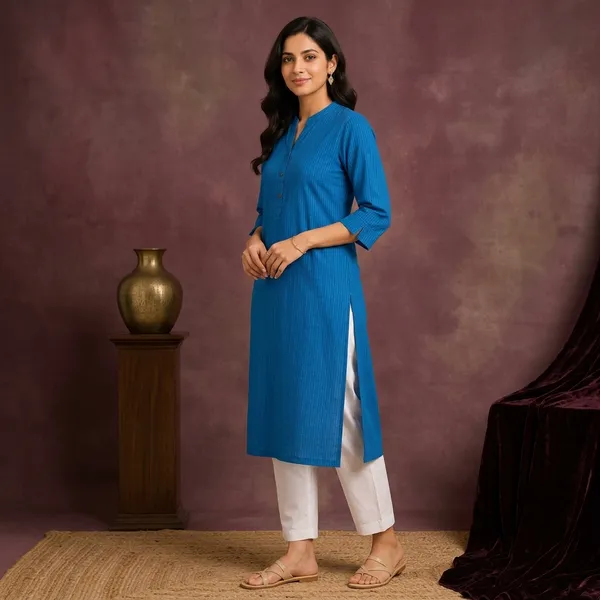 Blue_Cotton_Straight_Fit_Striped_Kurta_For_Women
