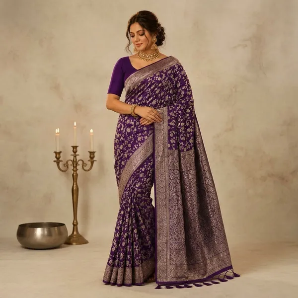 Purple_Silk_Woven_Zari_Border_Banarasi_Saree_For_Women