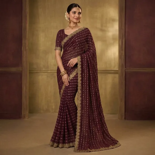 Maroon_Georgette_Sequin_Embellished_Fancy_Saree_For_Women