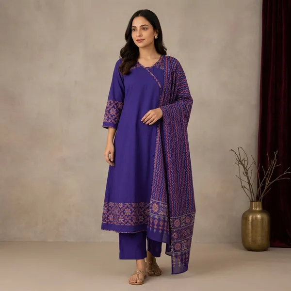 Blue_Cotton_Embroidered_Straight_Kurta_Palazzo_Dupatta_Set_For_Women
