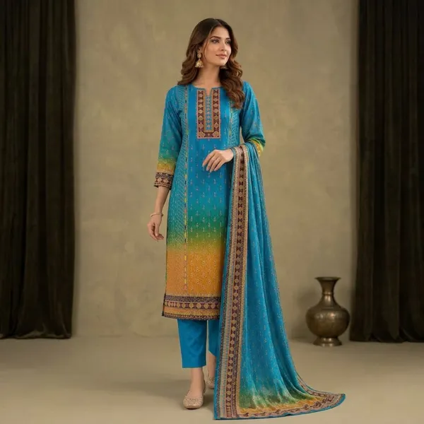 Blue_Silk_Straight_Digital_Printed_Suit_Set_For_Women