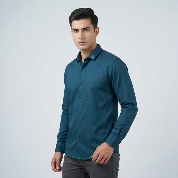 Teal_Blue_Cotton_Slim_Fit_Full_Sleeve_Shirt_For_Men