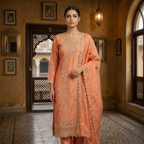 Orange_Silk_Embroidered_Festive_Kurta_Suit_Set_For_Women