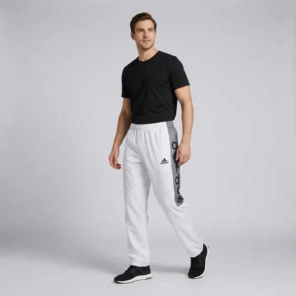 White_Polyester_Logo_Print_Track_Pants_For_Men