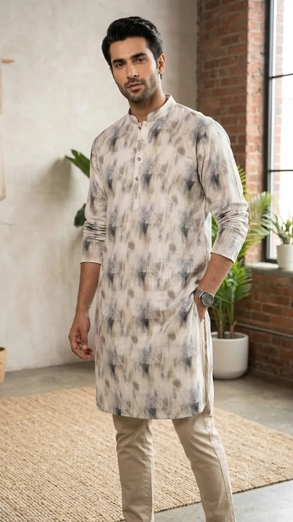 Off-White_Cotton_Relaxed_Fit_Abstract_Print_Kurta_For_Men