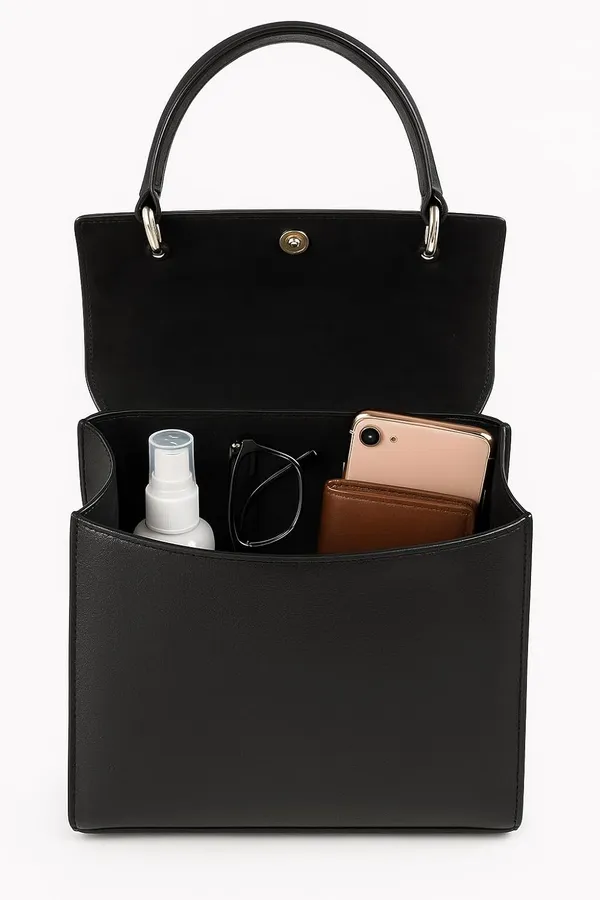 Black_Leather_Top_Handle_Handbag_For_Women
