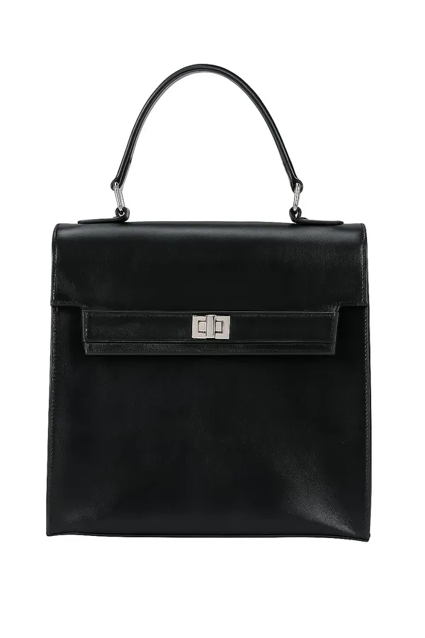 Black_Leather_Top_Handle_Handbag_For_Women