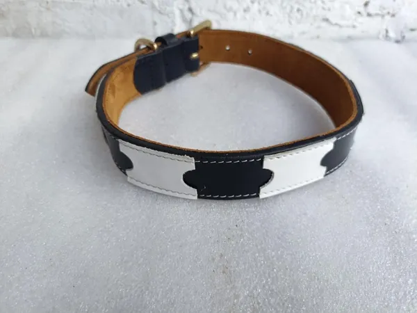 Black_And_White_Leather_Adjustable_Dog_Collar_Harness_Set_With_Leash