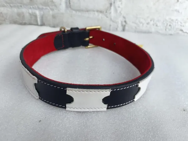 Black_And_White_Leather_Adjustable_Dog_Collar_Harness_Set_With_Leash