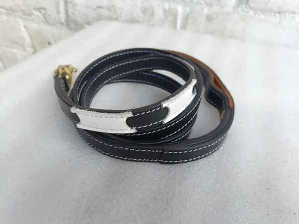 Black_And_White_Leather_Adjustable_Dog_Collar_Harness_Set_With_Leash