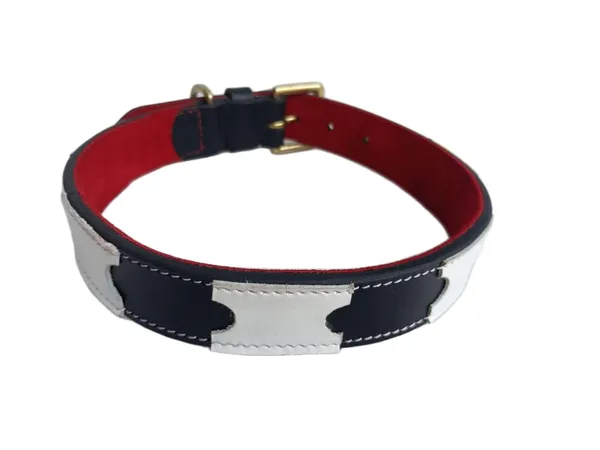 Black_And_White_Leather_Adjustable_Dog_Collar_Harness_Set_With_Leash