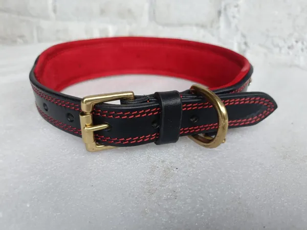 Red_And_Black_Leather_Adjustable_Dog_Collar_Harness_Set_With_Leash
