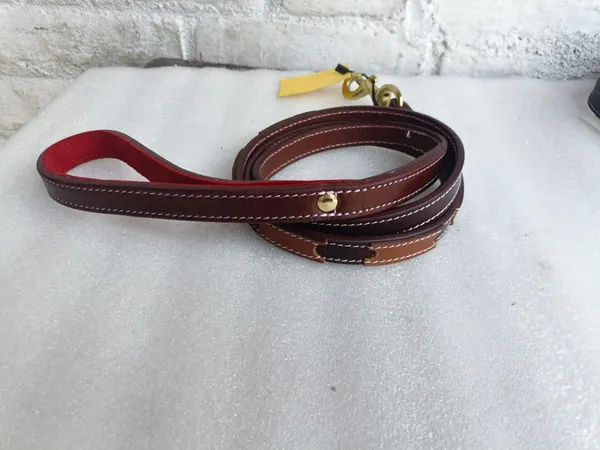 Brown_Leather_Adjustable_Dog_Collar_Harness_Set_With_Leash