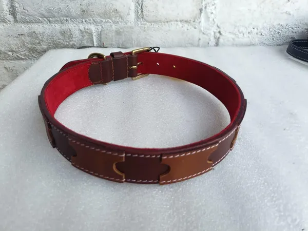 Brown_Leather_Adjustable_Dog_Collar_Harness_Set_With_Leash