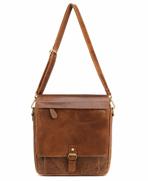 Brown_Leather_Multi-Pocket_Messenger_Sling_Bag_For_Unisex