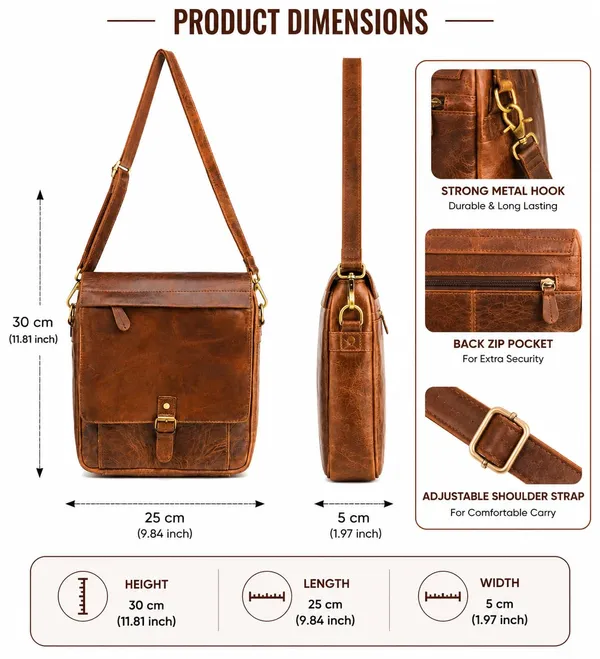 Brown_Leather_Multi-Pocket_Messenger_Sling_Bag_For_Unisex