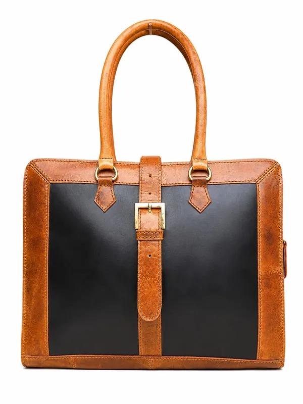 Black_Leather_Large_Capacity_Laptop_Tote_Bag_For_Women
