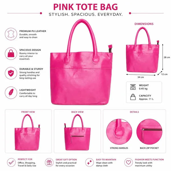 Pink_Leather_Tote_Handbag_For_Women