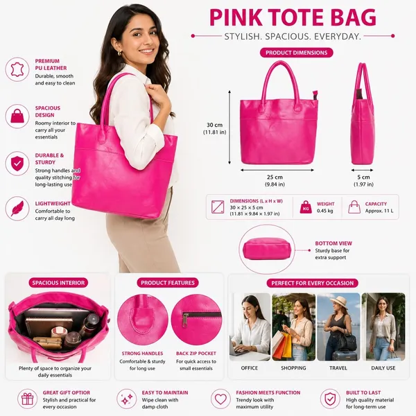 Pink_Leather_Tote_Handbag_For_Women