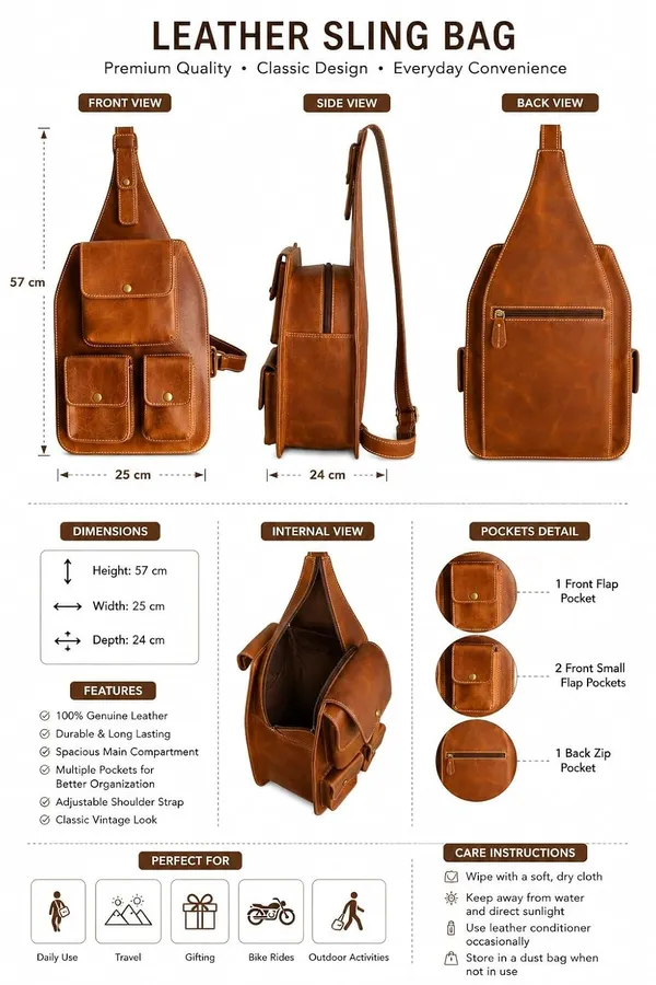 Brown_Leather_Sling_Backpack_For_Unisex