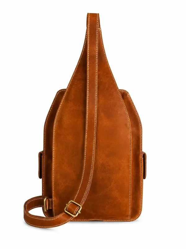 Brown_Leather_Sling_Backpack_For_Unisex