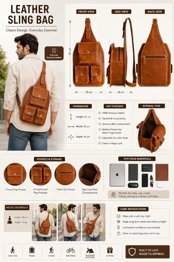 Brown_Leather_Sling_Backpack_For_Unisex