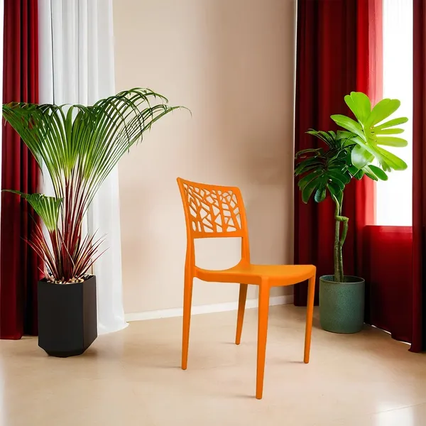 Plastic_Modern_Geometric_Pattern_Orange_Dining_Chair